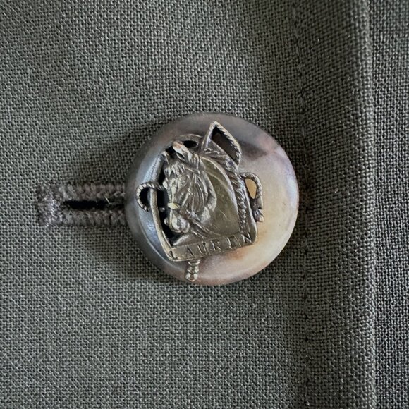 Vintage Lauren Ralph Lauren Blazer Jacket Sz 10P Olive Worsted Wool Equestrian - Picture 5 of 8